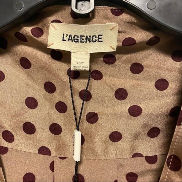 L’AGENCE | Brenda Puff Sleeve Silk Bodysuit Dots Size XS - Picture 7 of 14